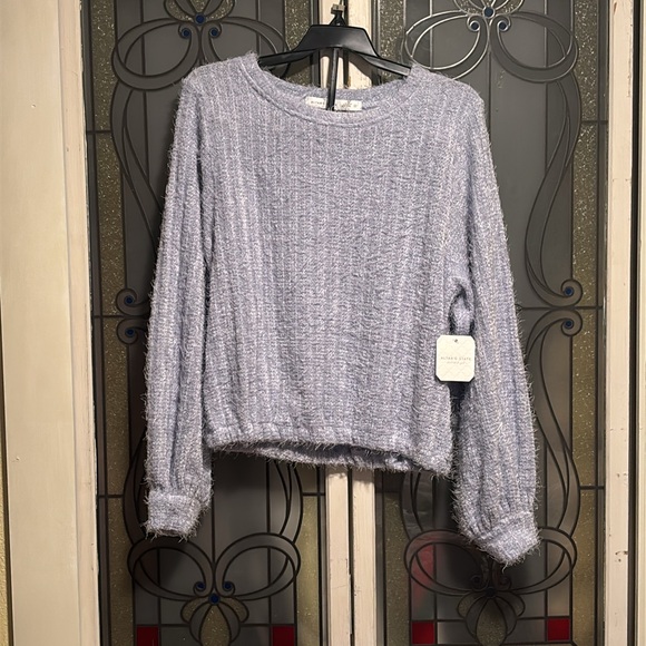 Altar'd State “Elm Eyelash” Lilac Blue Sweater & Sterling Silver MOP Necklace - Picture 16 of 16